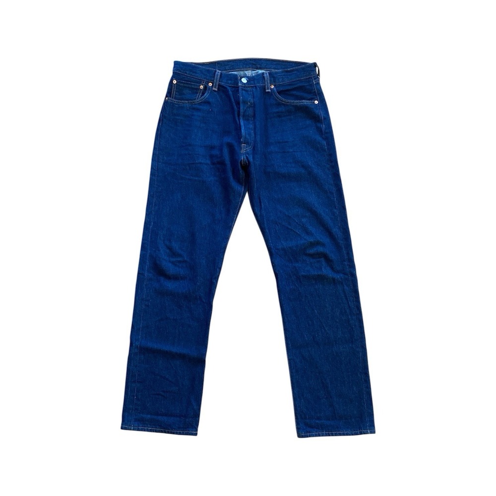 Levis 501XX Mens 35X34 Jeans Straght Leg Blue Denim Button Fly Cotton Dark Wash